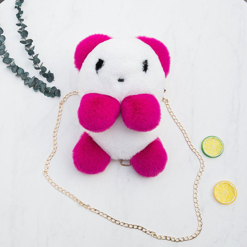 Panda plush diagonal bag