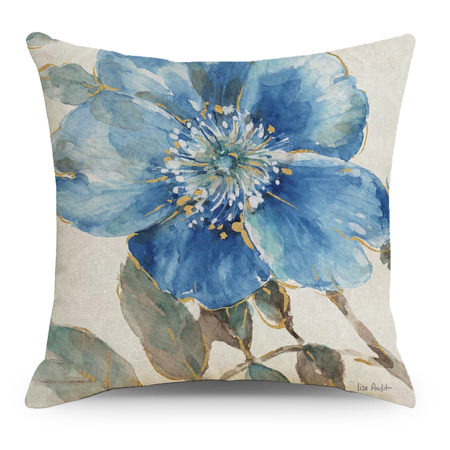 Ink Chinese Painting Art Flower Cotton Linen Pillowcase