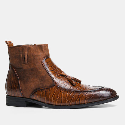 Fashion business men's plush short leather boots