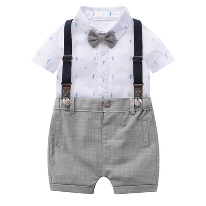 Baby clothes spring and summer baby romper short sleeve little gentleman dress