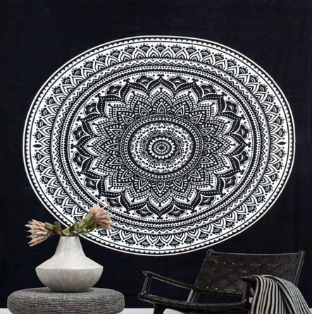 Printed home tapestry black and white with wall hanging beach towel beach blanket