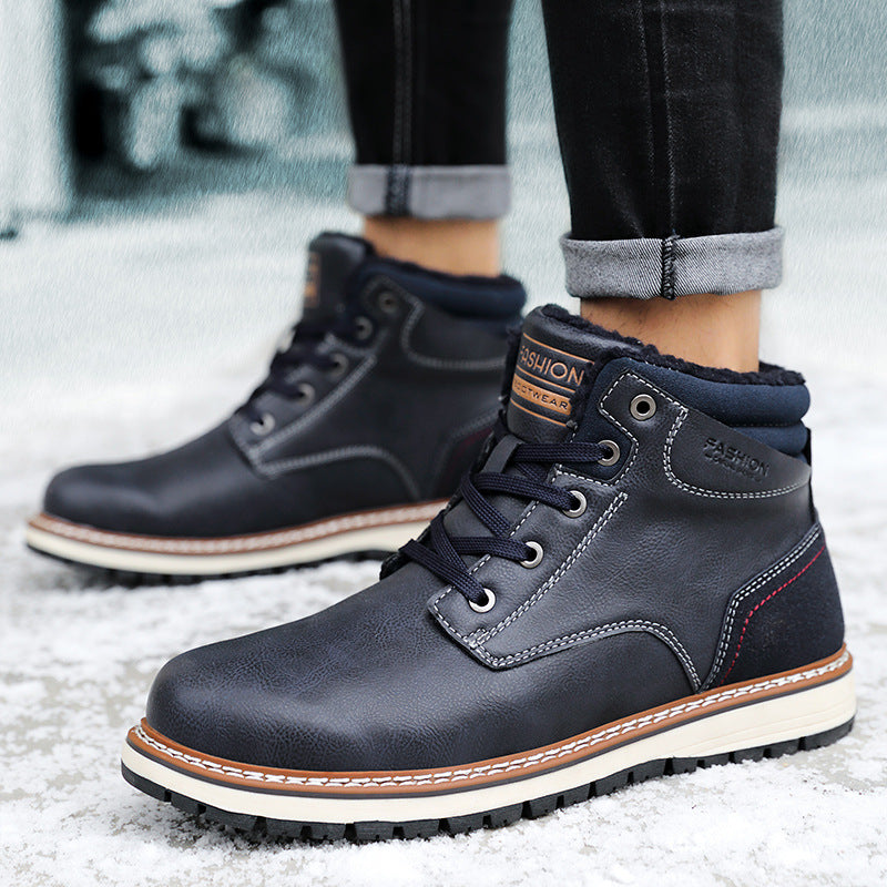 Men's shoes high top Martin boots plush cotton shoes