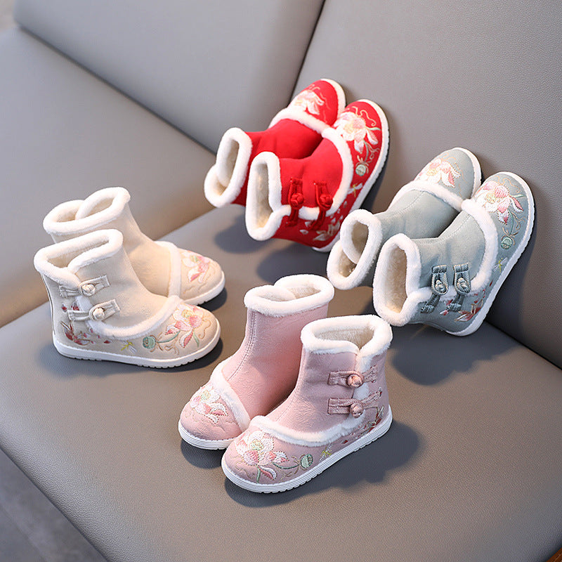 Hanfu Girls Embroidered Old Beijing Snow Boots