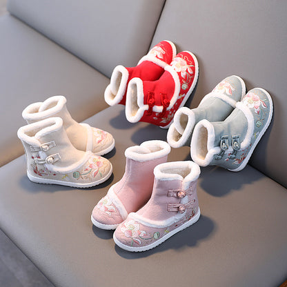 Hanfu Girls Embroidered Old Beijing Snow Boots