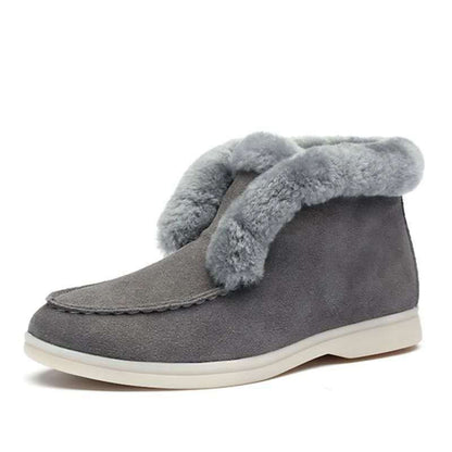 Round toe solid color flat-heeled sleeve cotton shoes