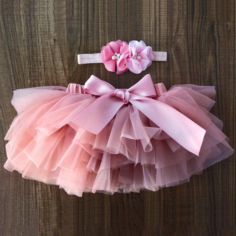 Net yarn half-length skirt children's skirt