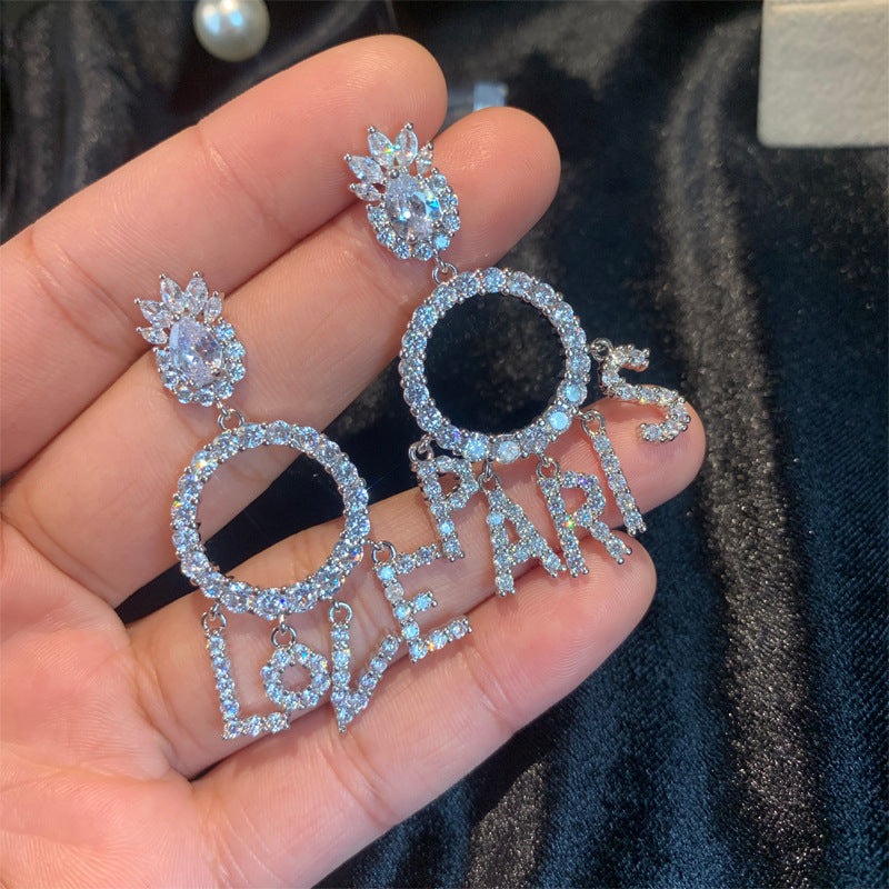 Women's Fashion Tassel Micro Set Zircon Stud Earrings