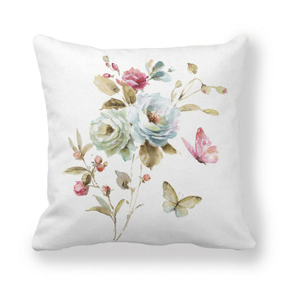 Butterfly Flower Pattern Encrypted Peach Skin Pillowcase