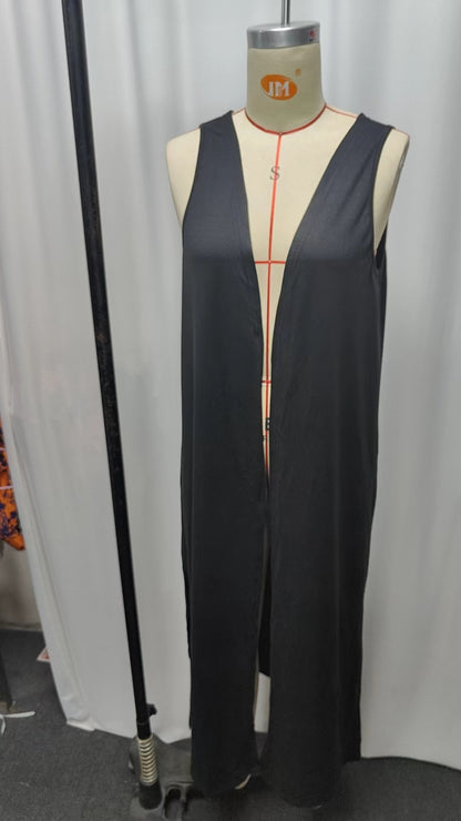 Women's Solid Color Sleeveless Cardigan