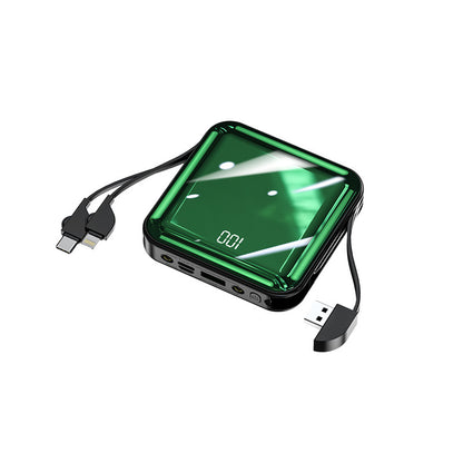 Mini Electroplating Mirror Power Bank With Cable