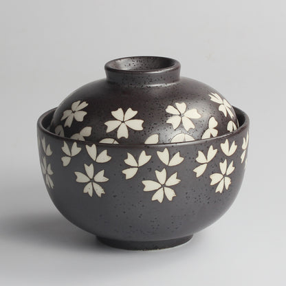 Japanese Ceramic Rice Bowl With Lid Preservation Cup