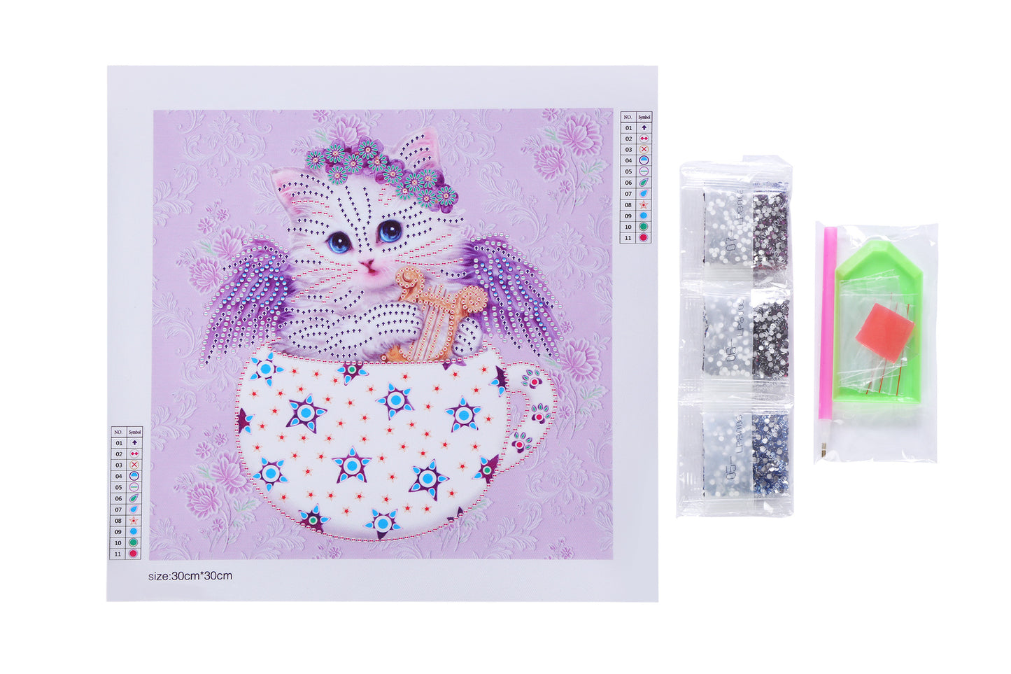 Purple Angel Kitty  Special Shape  Diamond Painting