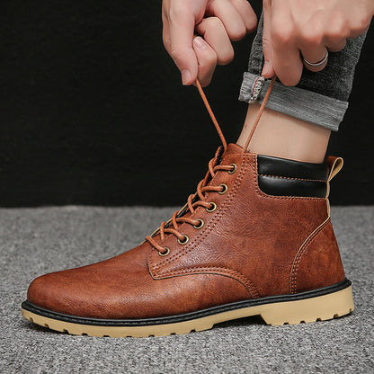 Outdoor High-top Two-cotton Tooling Leather Boots