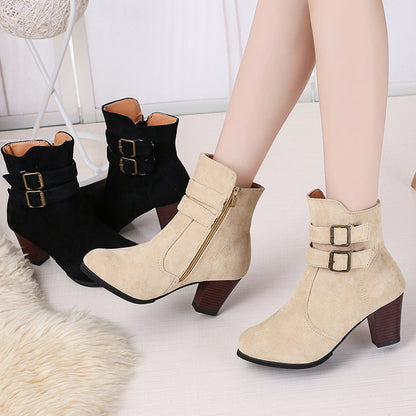 Belt buckle side zipper for women's boots