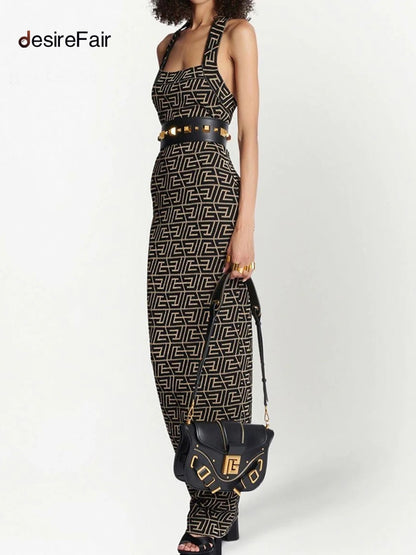 desireFair 2023 Sexy Street Style Fashion Design Hanging Neck Smocked Slim Type Summer Women Wear Sleeveless Square Neck Dresses
