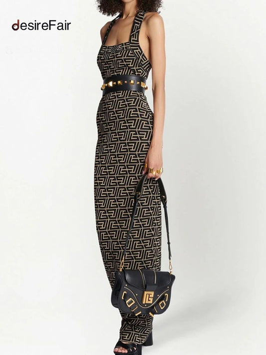 desireFair 2023 Sexy Street Style Fashion Design Hanging Neck Smocked Slim Type Summer Women Wear Sleeveless Square Neck Dresses