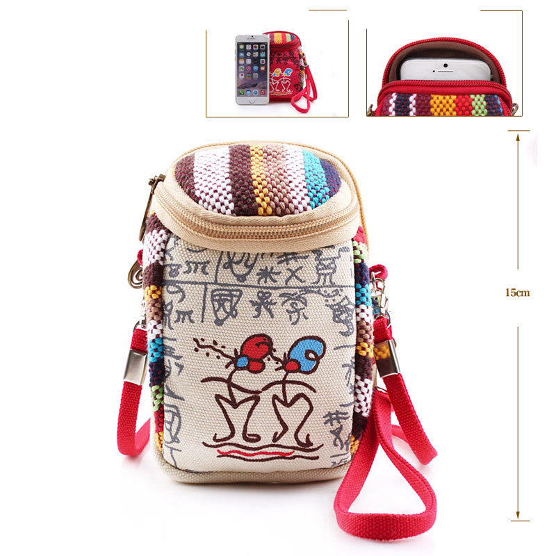 Canvas put mobile phone coin purse