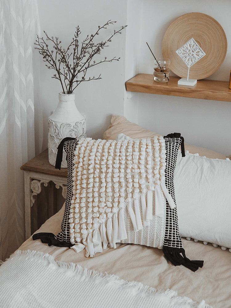 Fringed tufted square waist pillowcase