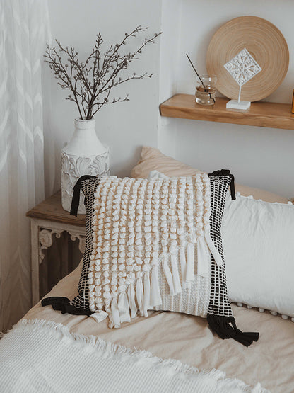 Fringed tufted square waist pillowcase