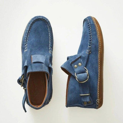Flat High Top Martin Boots With Belt Buckle Single Shoes