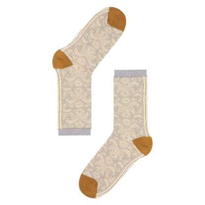 Printed Roll Grass Pattern Mid-calf Socks