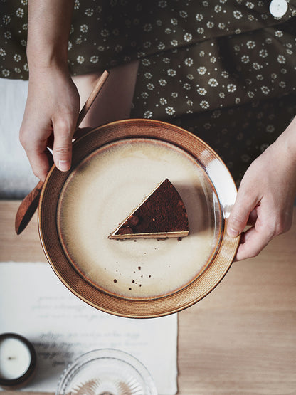 Creative Retro Ceramic Nostalgic Round Shallow Dish Home
