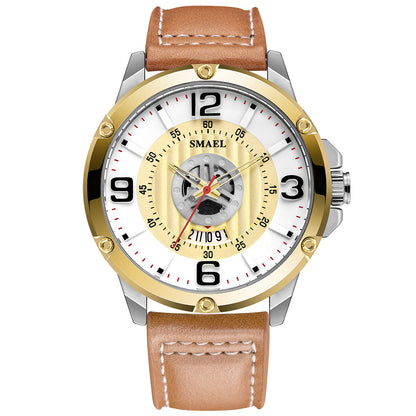 Waterproof Leather Strap Calendar Business Men's Quartz Watch