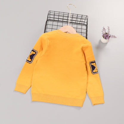 Autumnwinter New Cotton Line Cartoon Bear Excavator Boy's PulloverChildren's Long-sleeved Sweater