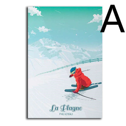 French Mountain Ski Resort Canvas Poster