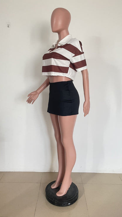 Women's Summer New Sunken Stripe Short-sleeved Top Fashion Positioning Striped Drop-shoulder Sleeve Loose T-shirt