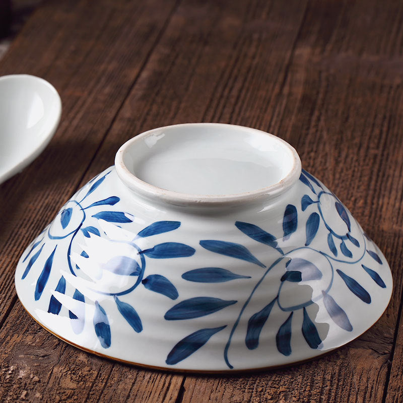 High Temperature Underglaze Color Hand-painted Ceramic Cross Grain Bowl