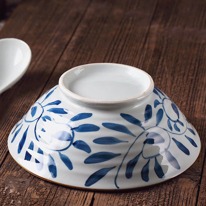 High Temperature Underglaze Color Hand-painted Ceramic Cross Grain Bowl