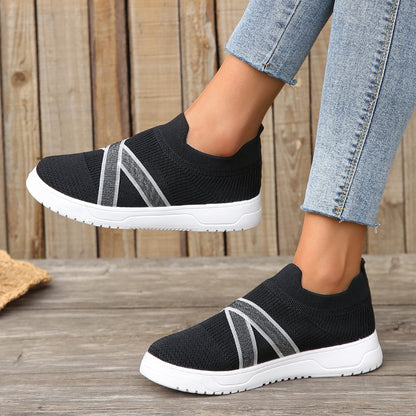 Women's Fashion Simple Outdoor Flat Bottom Flyknit Mesh Shoes