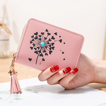 Simple PU Leather Zipper Multiple Card Slots Mini Short Women's Wallet