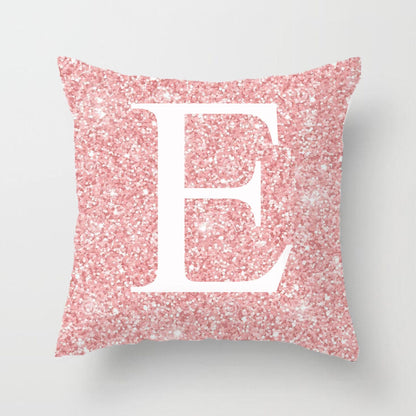 Metal Letters Peach Skin Fabric Pillow Cover Cushion Cover