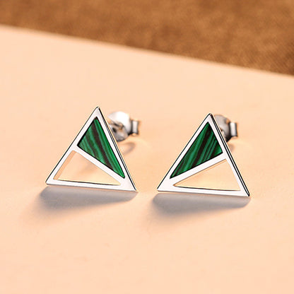 European and American Malachite Stud Earrings