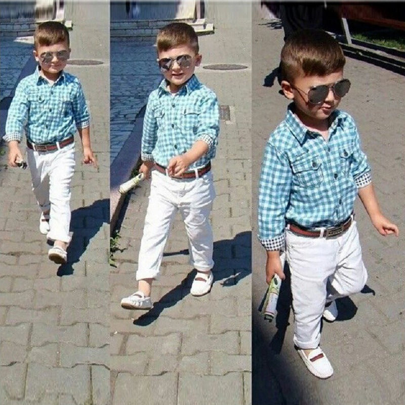 Boy's shirt and trousers belt 3-piece suit