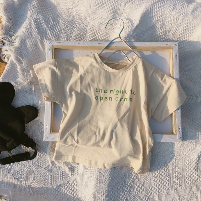 Boys and girls foreign solid color wild basic T-shirt