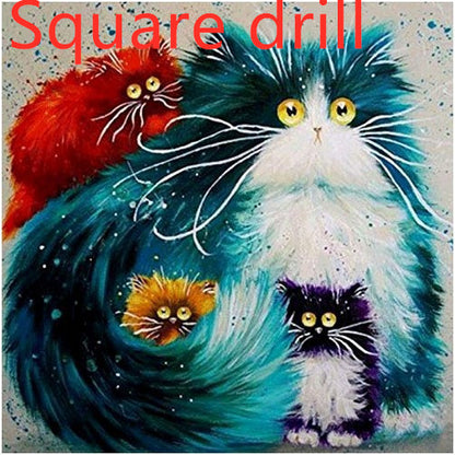 Colorful Cat Diamond With Cross Stitch In Animal Bedroom