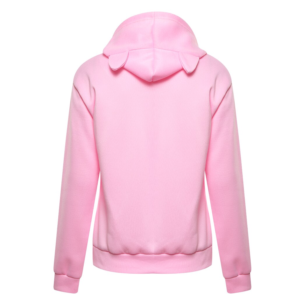 Harajuku Kawaii Cat Ear Cap Hoodies Women I AM A CAT Printed Hooded Sweatshirts Pink Top Cute Long Sleeve Loose Pullover Moletom