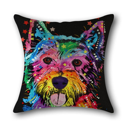 Printed cotton and linen pillowcase