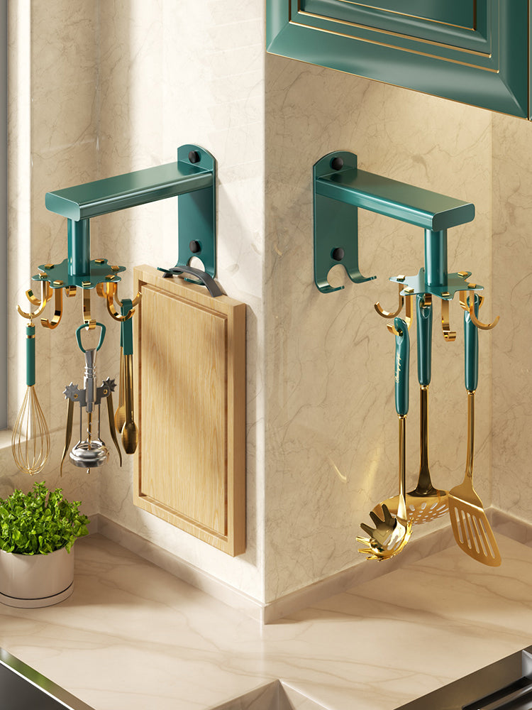 Kitchen Rotating Hook Spatula Shelf Wall Multifunctional Wall Hanging Storage Rack