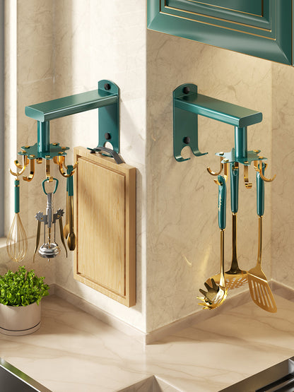 Kitchen Rotating Hook Spatula Shelf Wall Multifunctional Wall Hanging Storage Rack