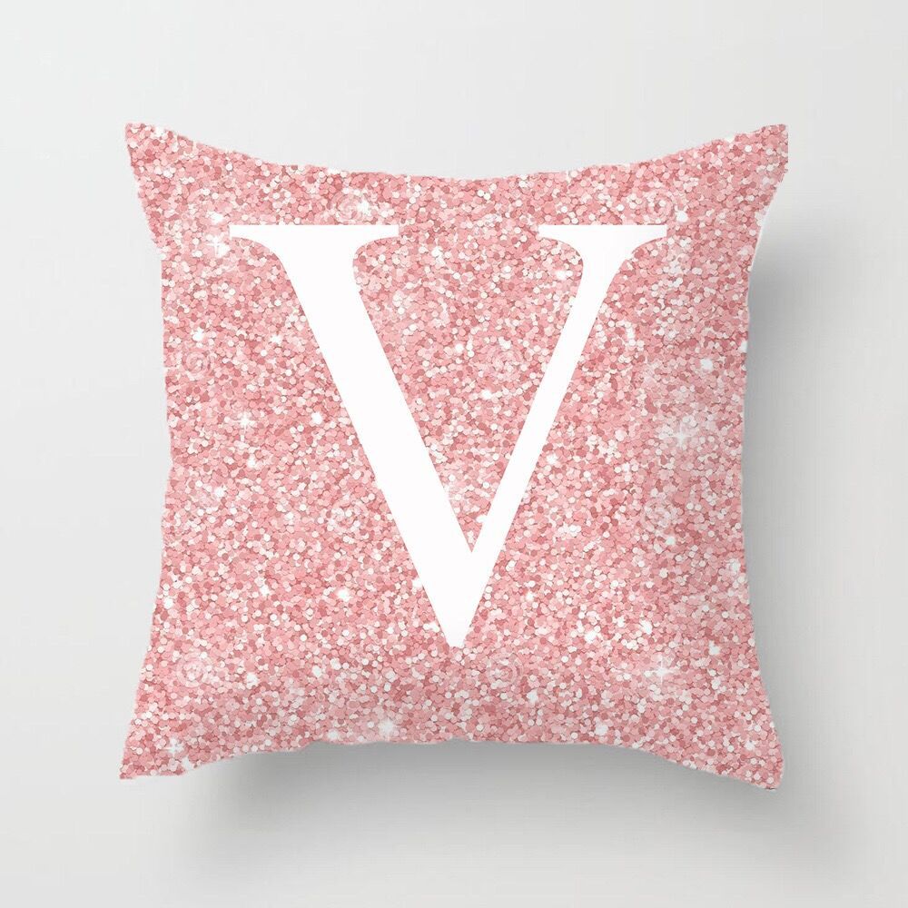 Metal Letters Peach Skin Fabric Pillow Cover Cushion Cover