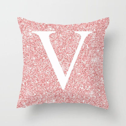 Metal Letters Peach Skin Fabric Pillow Cover Cushion Cover