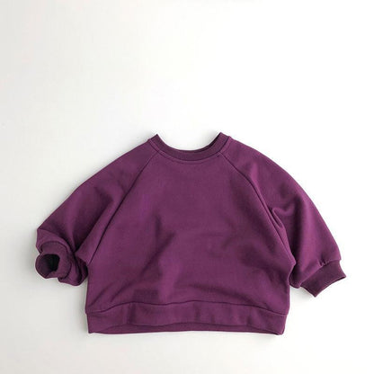 Children's Solid Color Loose Round Neck Sweater