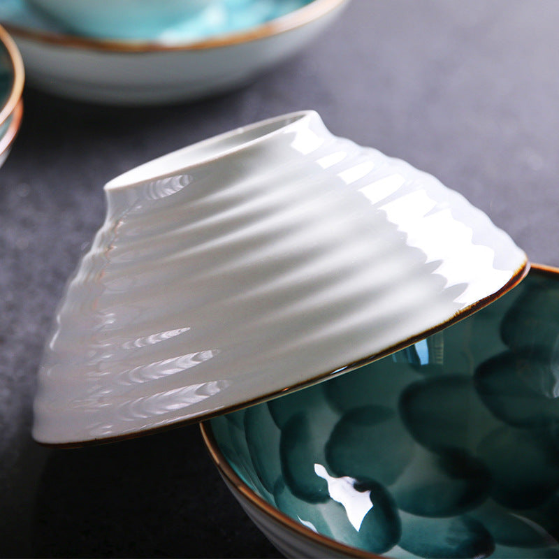 Noodle bowl handmade trumpet bowl ceramic tableware