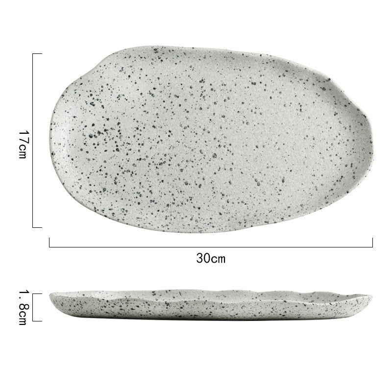Nordic granite pattern tableware creative lotus leaf ceramic plate