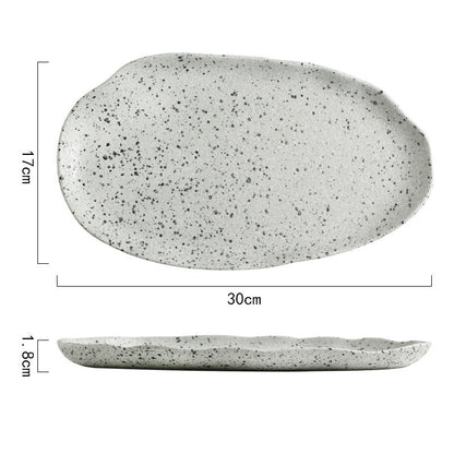 Nordic granite pattern tableware creative lotus leaf ceramic plate