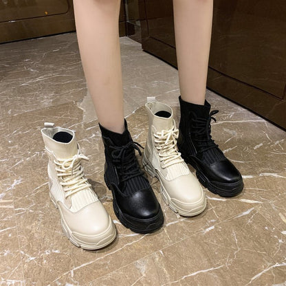 Knit socks boots